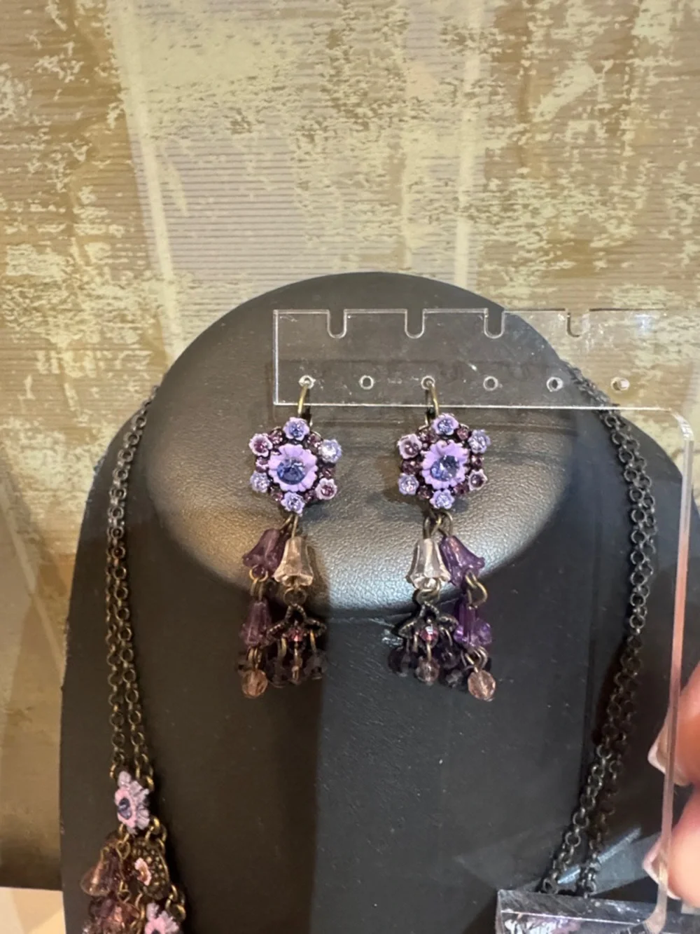Stunning floral Bold purple floral enamel necklace set‎ from ISRAEL WOW